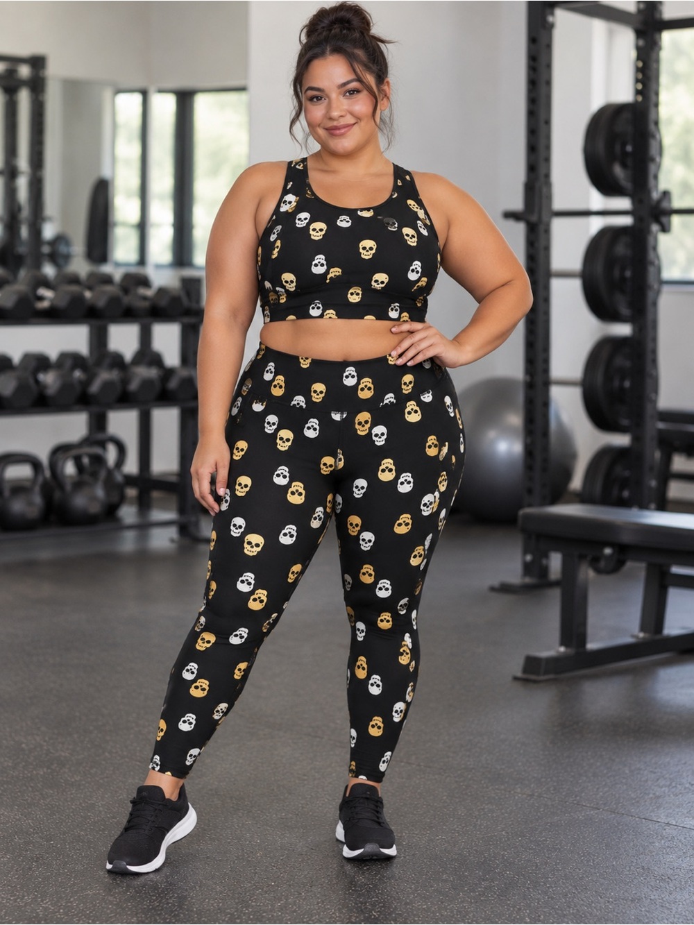 torrid Black High-Waist Leggings with Gold & Silver Skull Print Size 1X